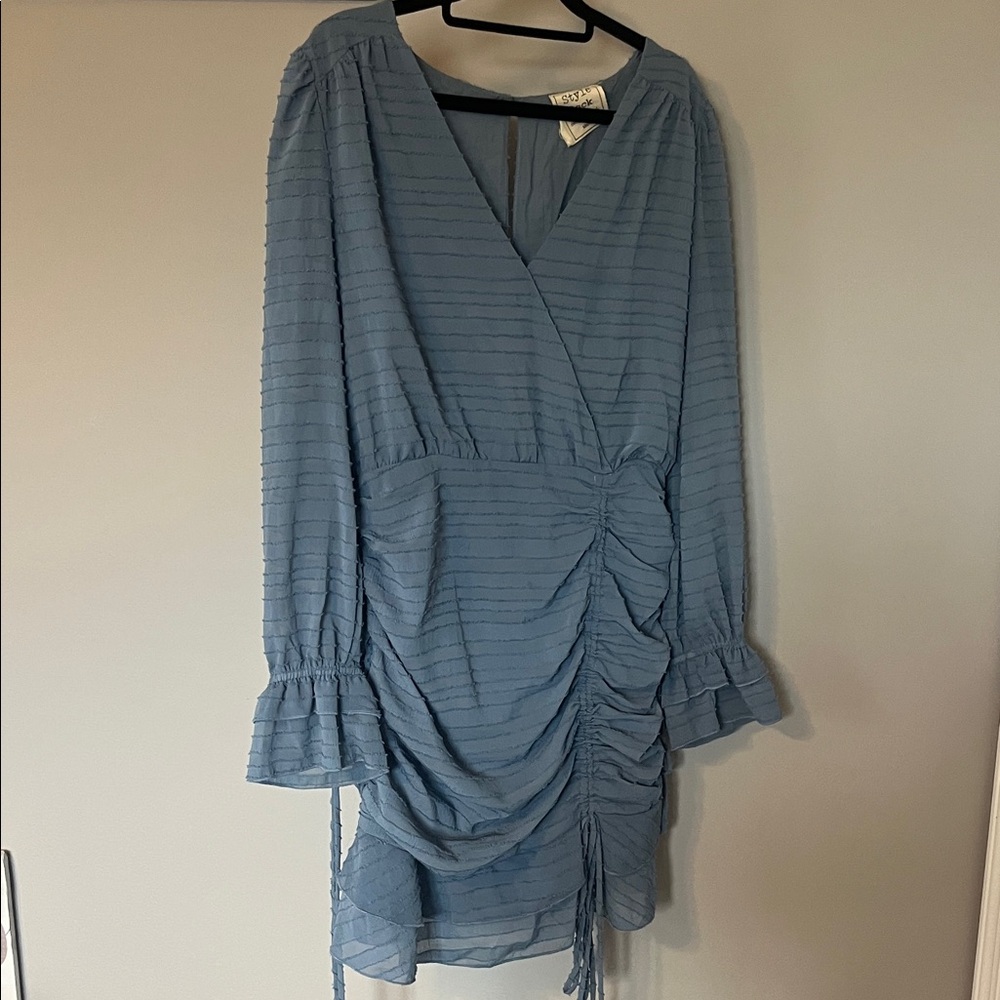 Style Rack Blue Long Sleeve Ruched Dress